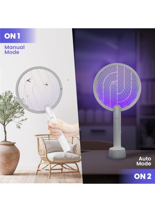 LiBa Rechargeable Bug Zapper Electric Fly Swatter with Type-C Charging, LED Battery Indicator, 1800mAh Power, 4000V Grid & 10 UV Lights, Indoor Outdoor Mosquito Killer Racket - Image 3